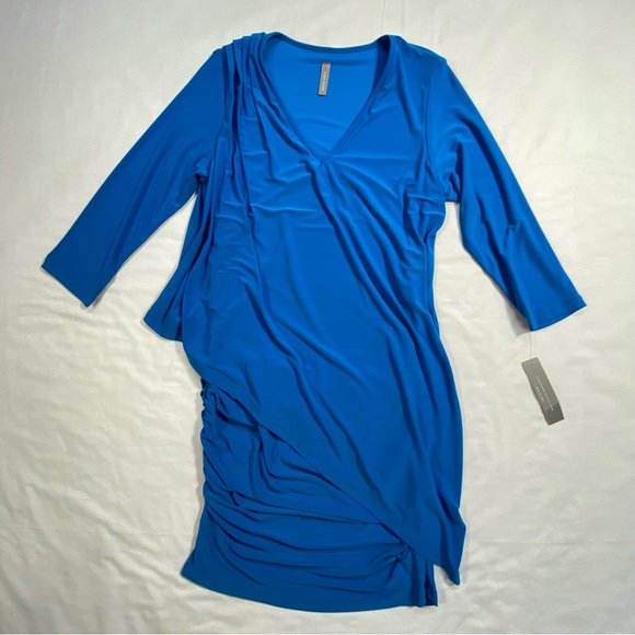 Last Tango Blue Draped Dress - Picture 1 of 12